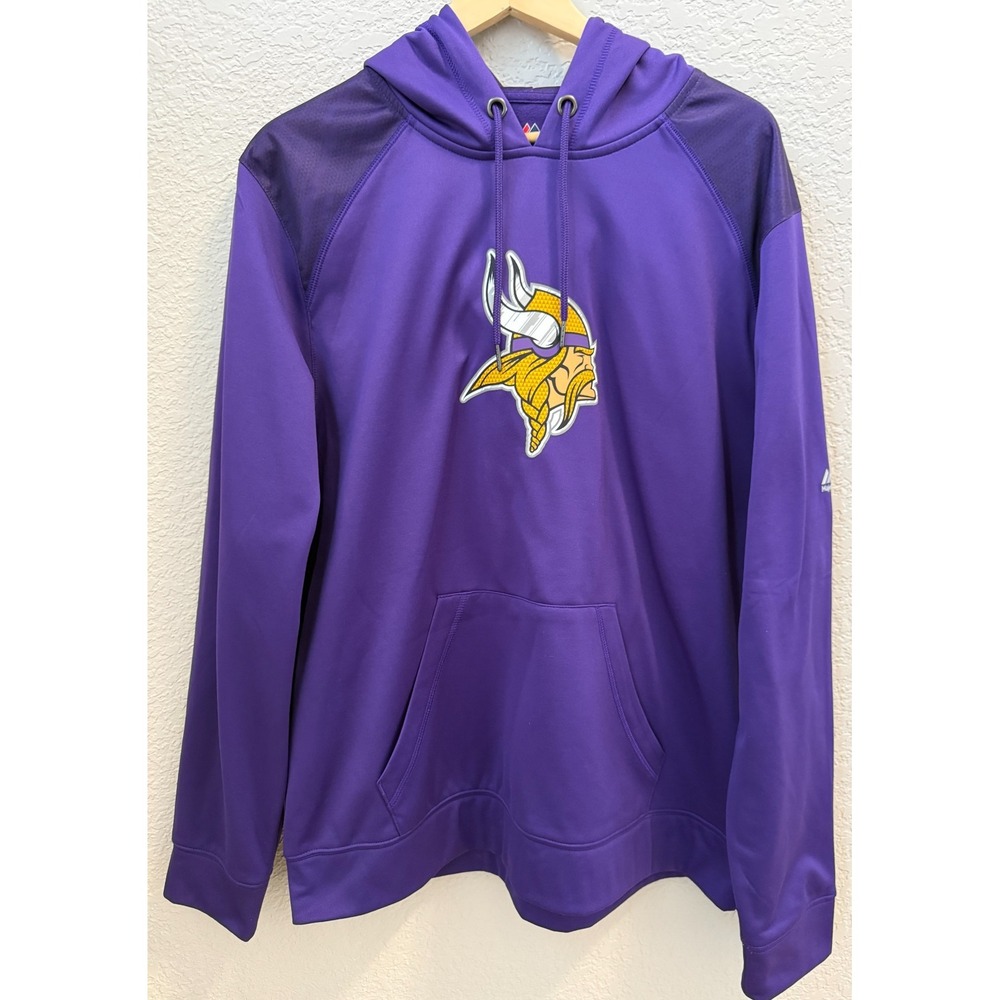 Minnesota Vikings Sweatshirt Mens XL Purple Hoodie NFL Football Majestic Therma